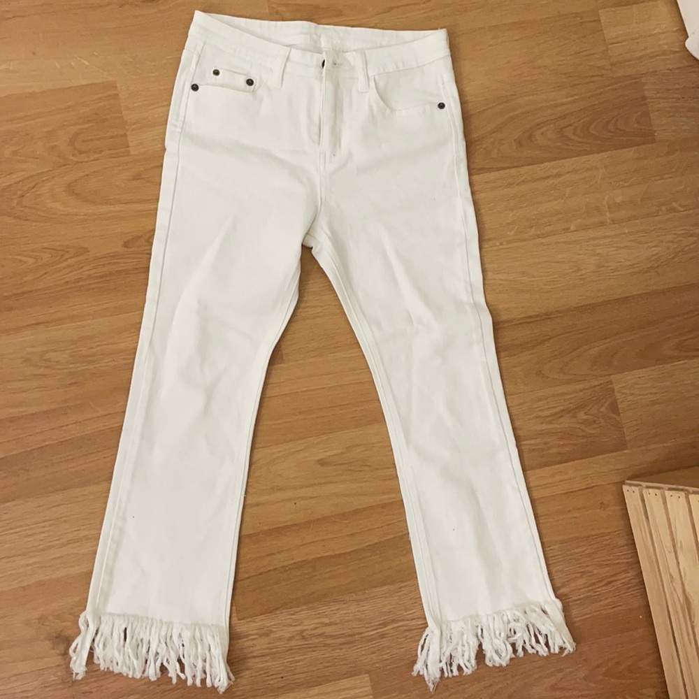 White fringe jeans. Never been worn